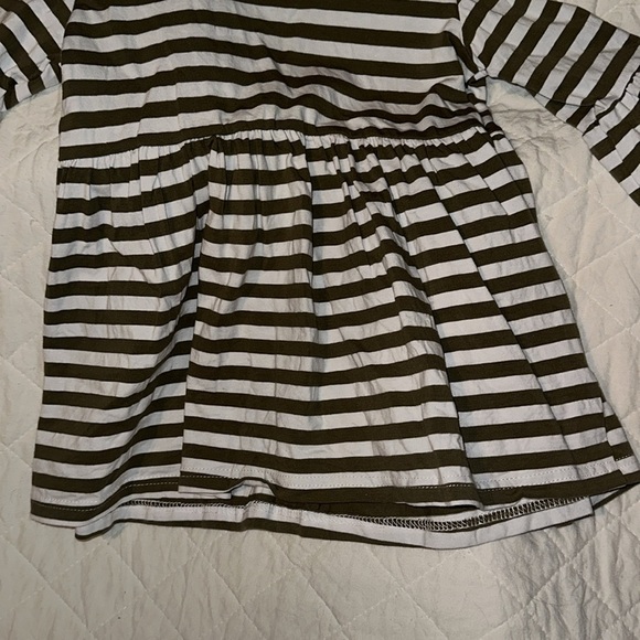 ADORABLE SWEETNESS Girls Size 5 Olive Green Stripe Tunic Shirt - Picture 4 of 7